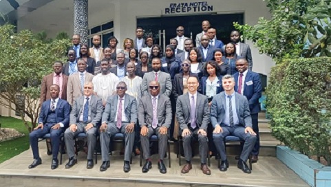 John Kotoku (seated 3rd from right), Special Advisor to the Director of Research, BoG; Baba Y. Musa (seated 3rd from left), Director-General, WAIFEM, with other participants in the event 