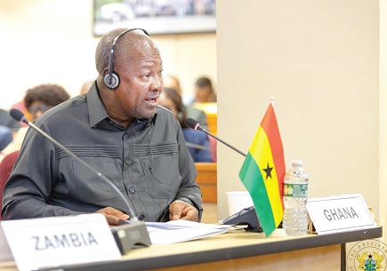 President John Dramani Mahama delivering his address at the launch of “The Accra Reset” in New York