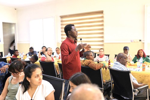 Dr Benjamin Batinge, a Research Fellow at the Regional Centre for Energy and Environmental Sustainability, speaking at the workshop.