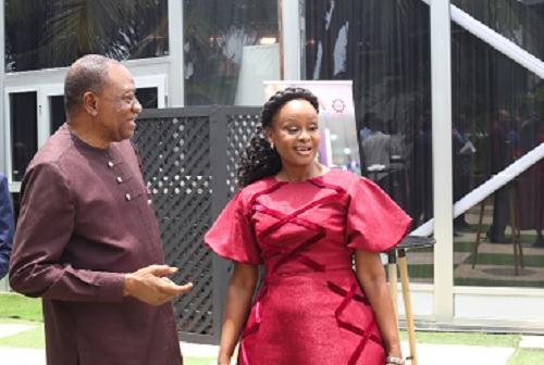 Constance Swaniker (right),  Founder &amp; President, DTI, in a conversation with Dr Adul-Rashid Pelpuo, Minister of Labour, Jobs and Employment, after the conference. Picture: BENEDICT OBUOBI