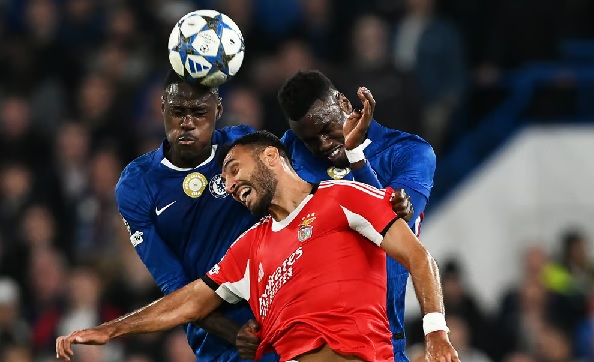 A scene from the Chelsea versus Benfica match