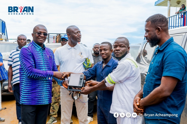 Bryan Acheampong donates navigation equipment to enhance safety on Volta Lake