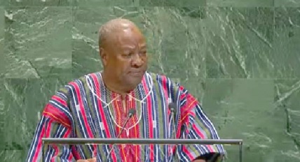 President John Dramani Mahama delivering his address at the UN