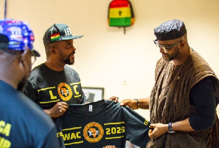 Yaw Ampofo-Ankrah (right), DG of the NSA and Abdul Haye Yartey, GBFA President during the courtesy call