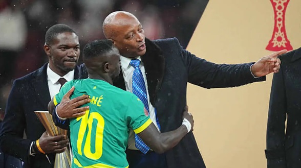 Patrice Motsepe, CAF President and Sadio Mane during the AFCON final