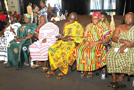 Nana Effah Opinamang III (2nd from right), Chief of Obomeng, and some traditional leaders at the ceremony. Picture: douglas anane-frimpong