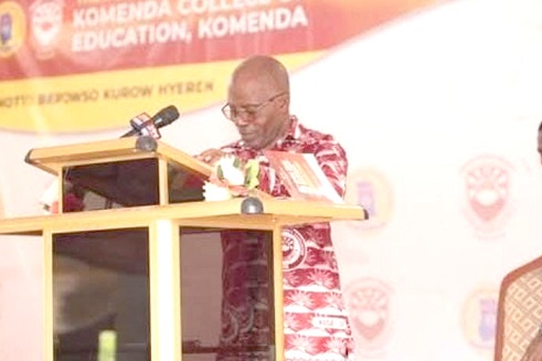 A section of the audience listening to Prof. Abeeku Essuman-Johnson (inset), a researcher at the Department of Political Science, University of Ghana