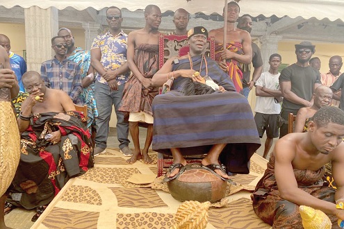 Oseadeeyo Dr Frimpong Manso IV, Omanhene of Akyem Kotoku Traditional Area, addressing the news conference