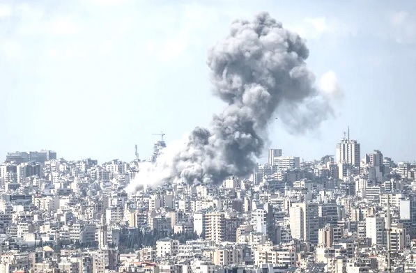 Smoke rises from the sites of Israeli air strikes on Beirut and its southern suburbs 