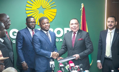 Flashback: Sammy Gyamfi, CEO, GoldBod, and Dr Said Deraz (2nd from right) exchanging the agreement to boost the refining of gold locally 