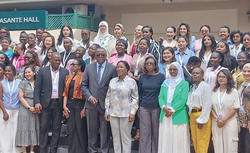 Professor Grace Ayensu Danquah (arrowed), Deputy Minister of Health,  with some officials and  participants in the event in Accra