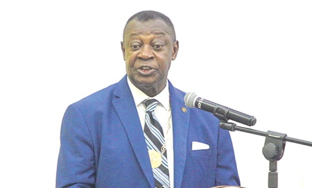 Professor Agyeman Badu Akosa, Chairman, Medical and Dental Council Board,speaking at the induction ceremony