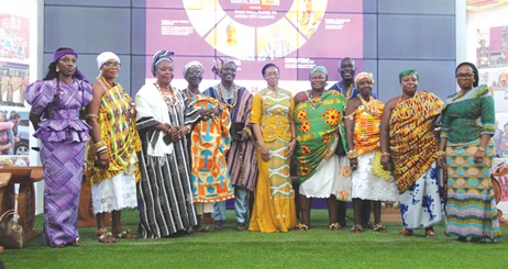 Fatima Amoadu (right), Deputy MD of CPC, Dr Zanetor Agyeman-Rawlings, Chief Patron of the Gathering of the Royals and some members of the royals after the event   ESTHER ADJORKOR ADJEI