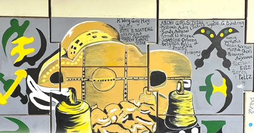 A painting of the golden stool by Kumasi Wesley Girls SHS