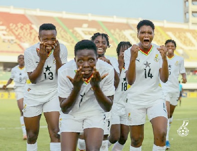 The Black Maidens celebrating their 2-0 win over Togo in Lome yesterday