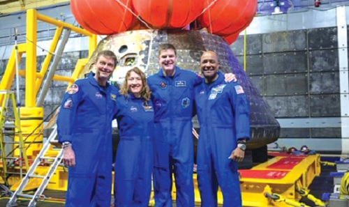 The crew: Commander Reid Wiseman, Christina Koch, Mission Specialists, Victor Glover, Pilot, and and Jeremy Hansen