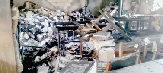 The library of the Bolga Technical Institute in the Upper East Region burnt down due to students’ protest 