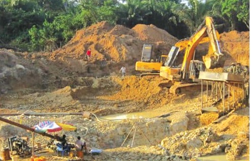 A galamsey site with degraded land