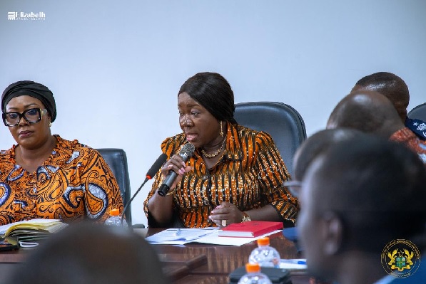 Elizabeth Ofosu-Adjare, Minister of Trade, Agribusiness and Industry speaking during the meeting