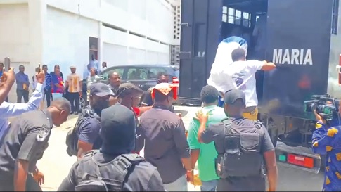 Accused persons being carried in a Black Maria after being denied bail by the Accra Circuit Court