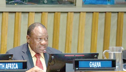 Abdul-Rashid Hassan Pelpuo, Minister of  Employment and Labour Relations, speaking at the event