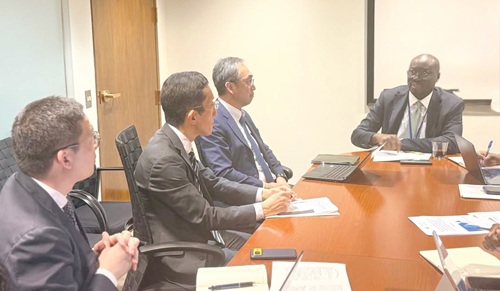 Dr Cassiel Ato Forson (right), Minister of Finance, speaking at the meeting