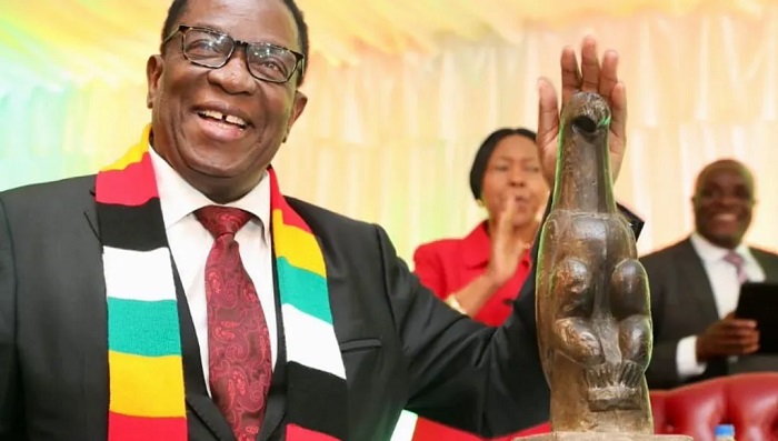 Zimbabwean President Emmerson Mnangagwa received the sculpture after years of negotiation