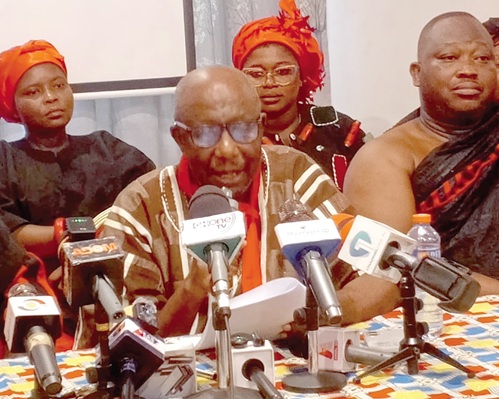 Nene Kweku Adamtey, the Regent of Adjikpo, reading the statement