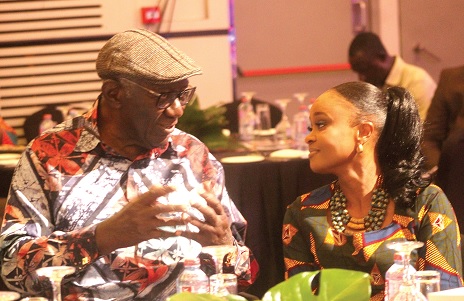 John Agyekum Kufuor (left), former President, interacting with Constance Swaniker, Founder and President, Design and Technology Institute