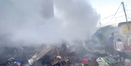 The Berekum Cinema Hall razed down by fire