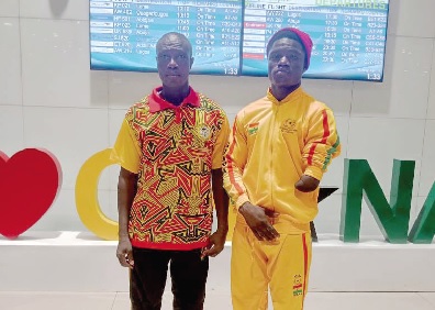 Hayford Addai (right) and his coach, Ibrahim Aminu Suleman have left to compete in the 2026 Rabat World Para Athletics Grand Prix in Rabat, Morocco