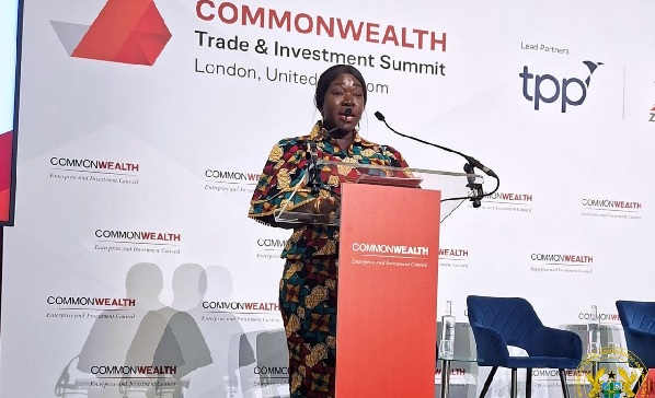 Mrs Elizabeth Ofosu-Adjare, Trade Minister speaking at the event