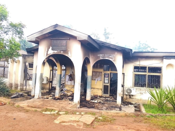 The burnt Sunyani Circuit Court and District Court “B”