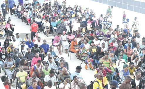FLASHBACK: Some of the 2025 students and their parents with placement challenges at the resolution centre at the GNAT Hall in Accra