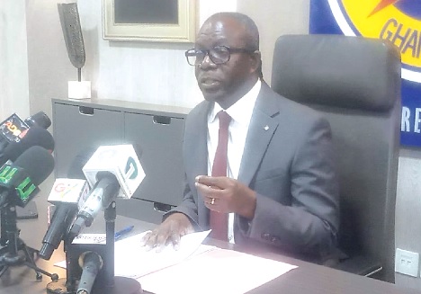 Julius Kwame Kpekpena, acting Managing Director, ECG, addressing the press