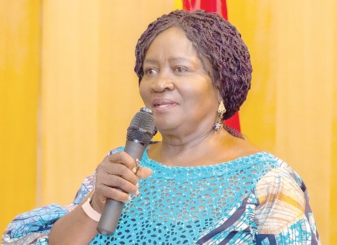 Prof. Naana Jane Opoku-Agyemang, Vice-President, addressing the Ghanaian Community in Vic, Spain