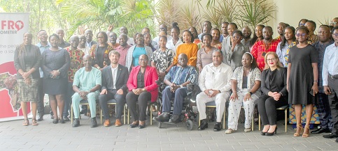 Prof. Emmanuel Gyimah-Boadi (seated 4th from right), Senior Advisor, Afrobarometer, with Salah Hammad (seated 3rd from right), Head, African Governance Architecture Secretariat; Dr Joseph Asunka, CEO, Afrobarometer, some dignitaries and other participants. Picture: ERNEST KODZI