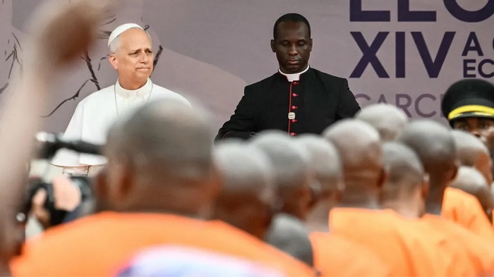 Pope Leo was greeted by cheering inmates when he visited the high security facility in Bata