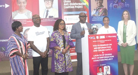 Dr Zanetor Agyeman-Rawlings (2nd from right), MP for Klottey Korle, joined by Jerry Sam (3rd from right), Executive Director of Penplusbytes; Dr Charity Binka (3rd from left), Board Chair of Penplusbytes, and other guests