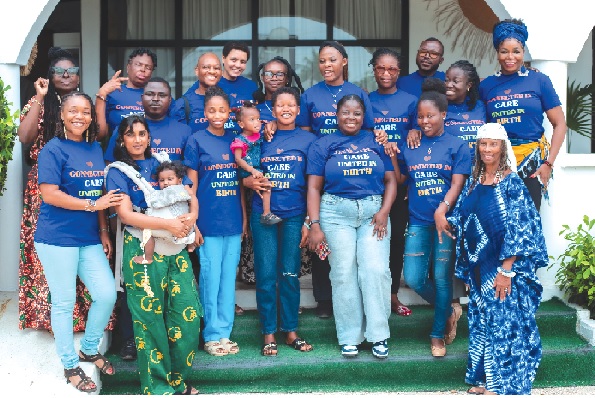 •Some trainees with facilitators after one of their sessions at the Talkamom Studios in Accra