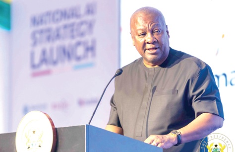 President John Dramani Mahama speaking at the launch