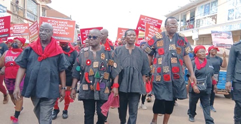 Some of the protesters during the demonstration against galamsey at Berekum
