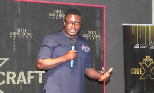 Andrews Ackah (inset), President, Advertising Association of Ghana, addressing participants in the launch. Picture: ERNEST KODZI