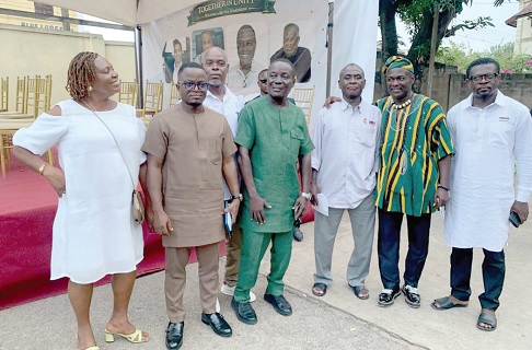 Frederick Anatsui (3rd from right), NDC Ward Coordinator of Adabraka Official Town; Benjamin Kotey (4th from right), Klottey Korle Constituency Chairman,  with other executives and participants in the event