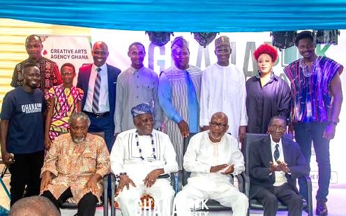 Edmond Moukala N’Gouemo (standing 4th from right), UNESCO Representative to Ghana, and Ziblim Alhassan Betintiche (standing 3rd from left), Executive Director of the Ghana Library Authority, with other dignitaries after the event