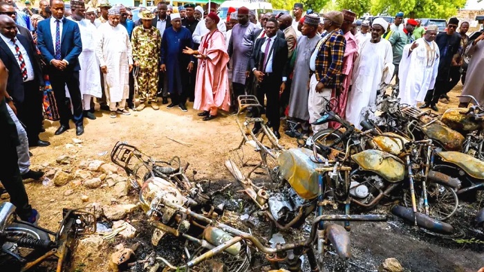 A delegation from the state government visited the scene of the attack in Guyaku village, which is said to have lasted several hours