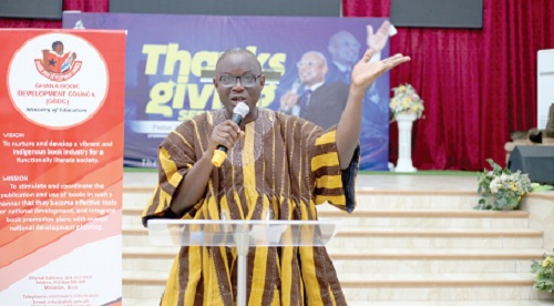 Joseph Yao Baiddo, Deputy Director, Finance and Administration, La Nkwantanang Education Directorate, giving his remarks at the commemoration. Picture: BENEDICT OBUOBI