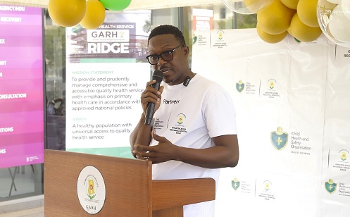 Samuel Frimpong, Founder of the Child Health and Safety Organisation (CHSO), speaking at the event