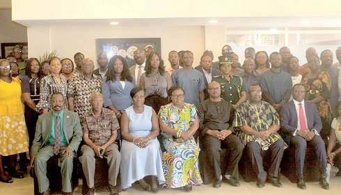 Lydia Lamisi Akanvariba (arrowed), Minister of State in Charge of Public Sector Reforms, with some officials and participants in the event in Accra