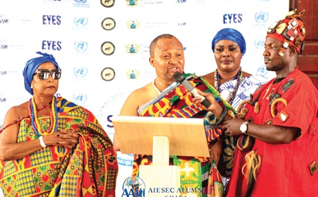 A representative of the Ga Traditional Council speaking at the launch of the SWAP 6 Initiative